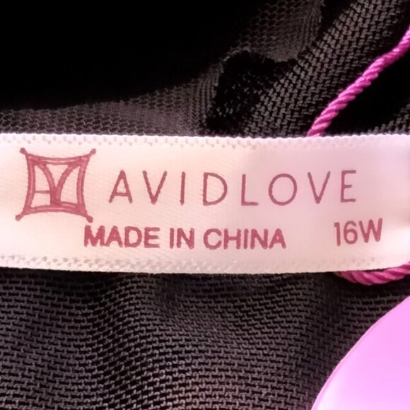 Avidlove Plus Size 16W High Waist Deep V Lace Babydoll Chemise With Mesh Skirt - Picture 5 of 7